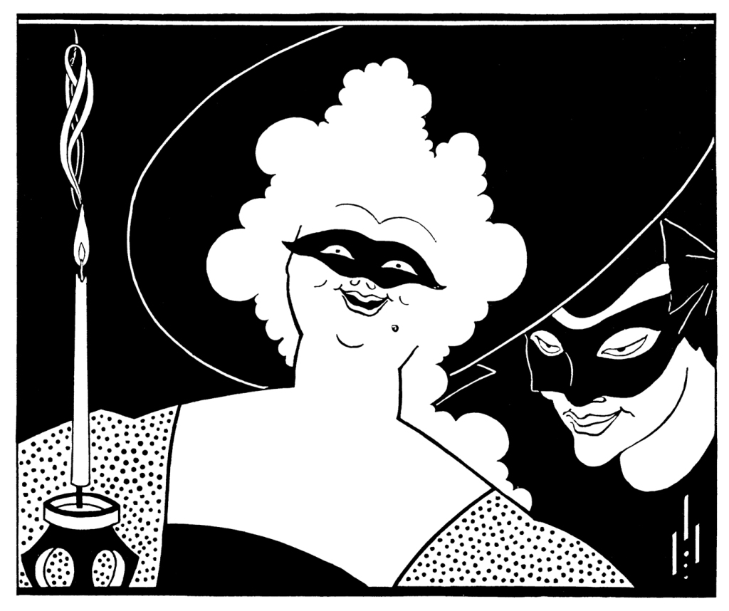  Masquerade By Aubrey Vincent Beardsley (21 August 1872 – 16 March 1898) (http://masterpieceart.net/aubrey-beardsley/) [Public domain], via Wikimedia Commons